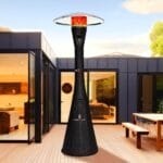 Black Palermo outside in front of benches