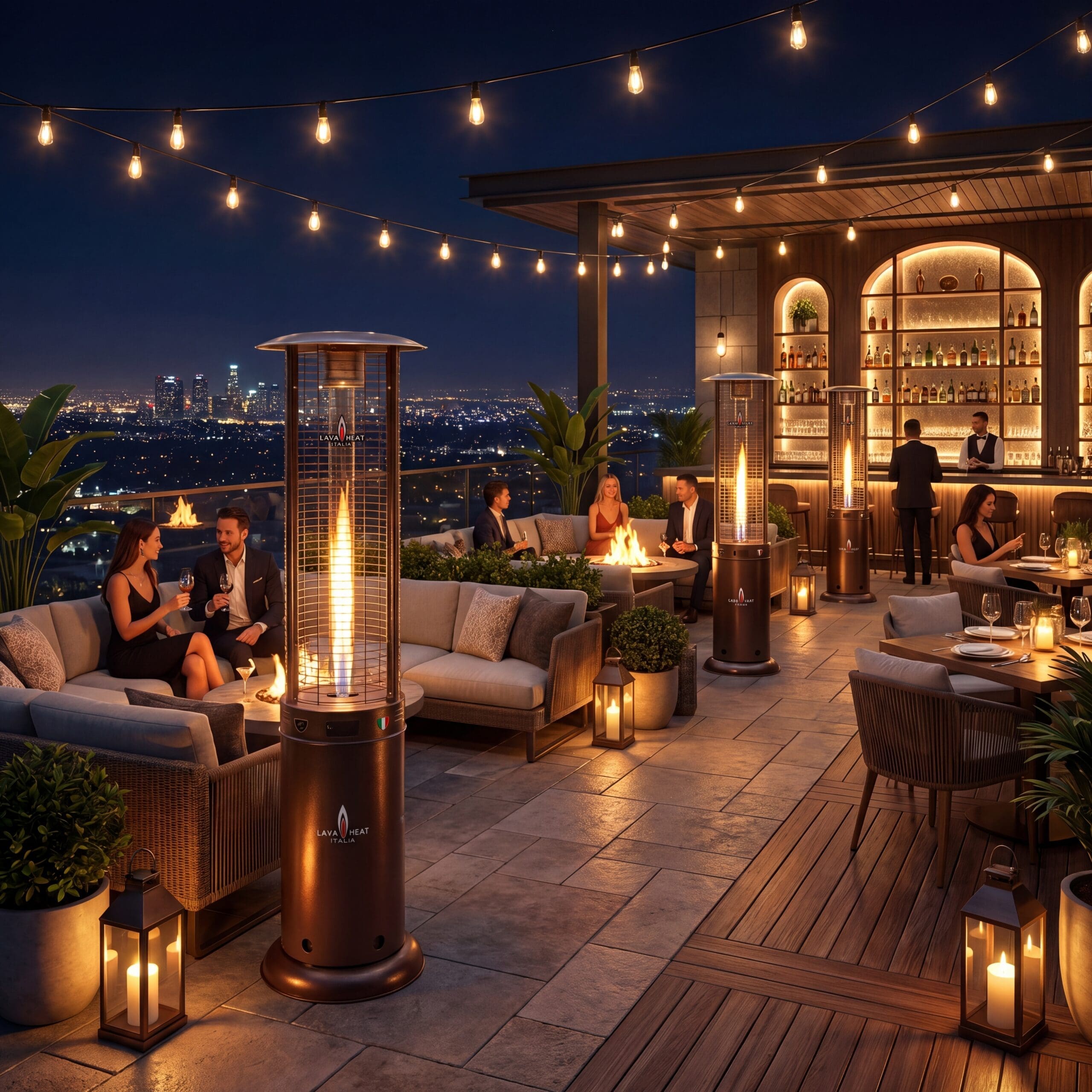 Opus Lite round flame tower in lifestyle setting