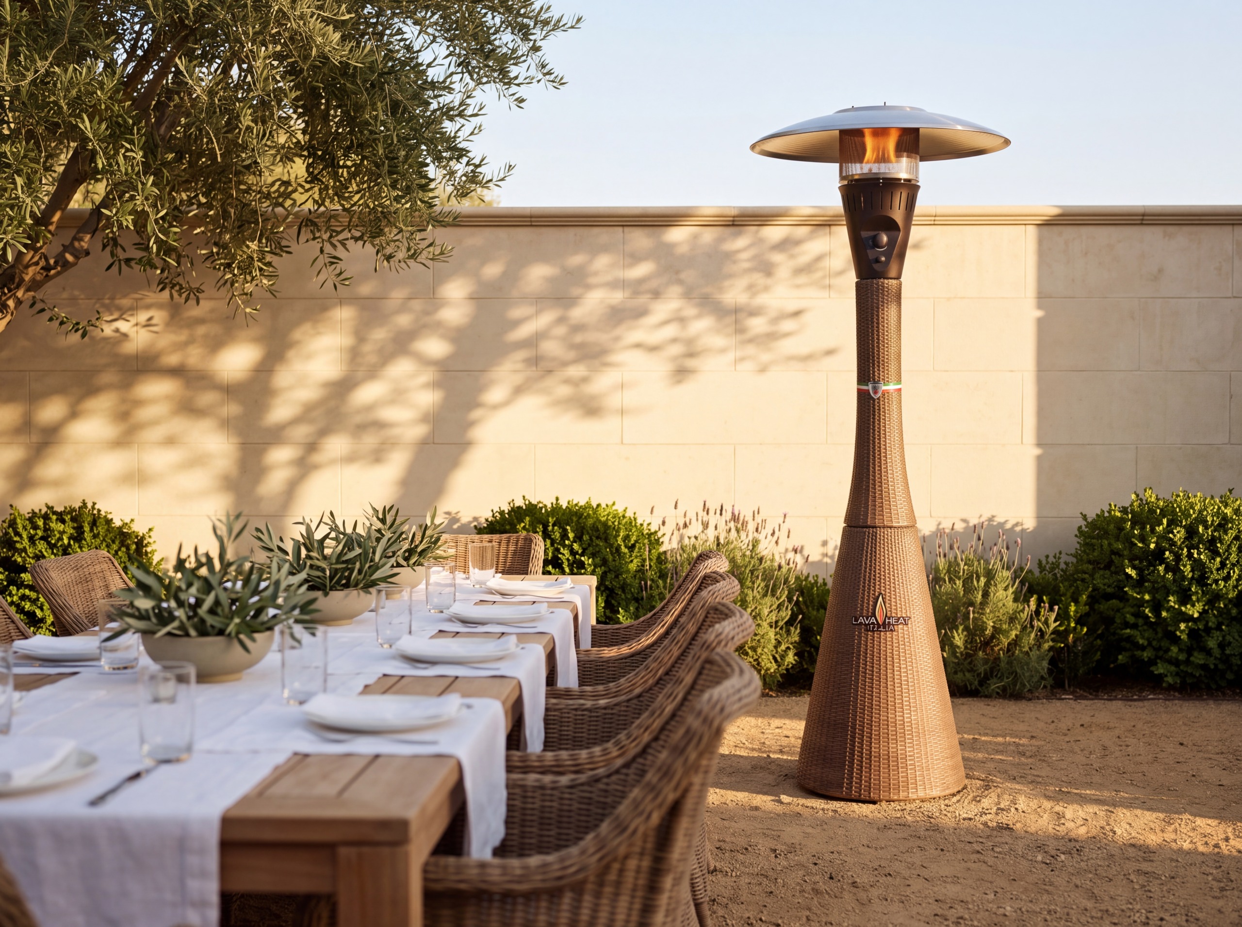 The Palermo Rattan Patio Heater | 51K BTU, 15-ft Reach